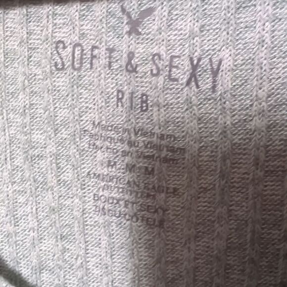 American Eagle V Neck Ribbed Long Sleeve Blouse - Picture 4 of 6